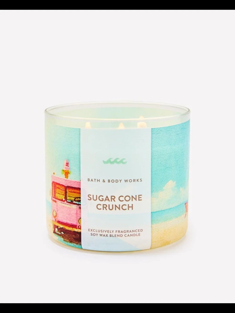 Bath & Body Works Sugar Cone Crunch 3-Wick Candle - Coastal Blue